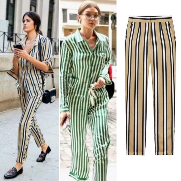 Finders Keepers "Either Way" high Waisted Stripe Trousers Pants - Picture 2 of 8